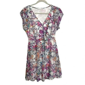 Lush Mini Dress Short Sleeve Watercolor Floral